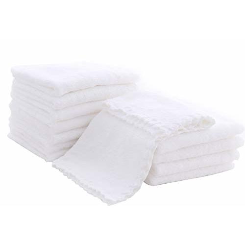 Spotted Play 12 Pack Baby Washcloths - Extra Absorbent and Soft Wash Clothes for Newborns, Infants and Toddlers (White)