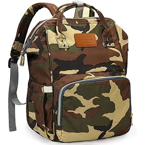 Limhoo Diaper Bag Backpack for Men Dad, Waterproof Large Canvas Camo Nappy Bags, Baby Care Bag (Jungle Camouflage)