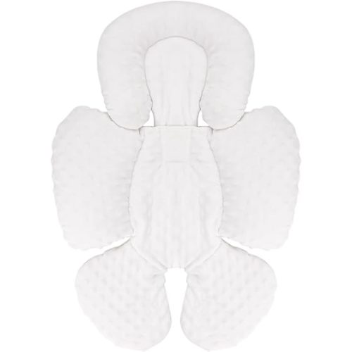 KAKIBLIN Infant Car Seat Insert, Baby Carseat Head & Body Support for Newborn, 2-in-1 Reversible Baby Car Seat Cushion, Soft Stroller Cushion Insert for Car Seats, Bouncer, Strollers, Swing (White)