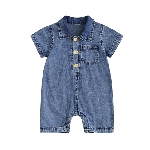 BemeyourBBs Newborn Baby Boy Summer Clothes Short Sleeve Dress Shirt Romper Button Jumpsuit Gentleman One Piece Outfit