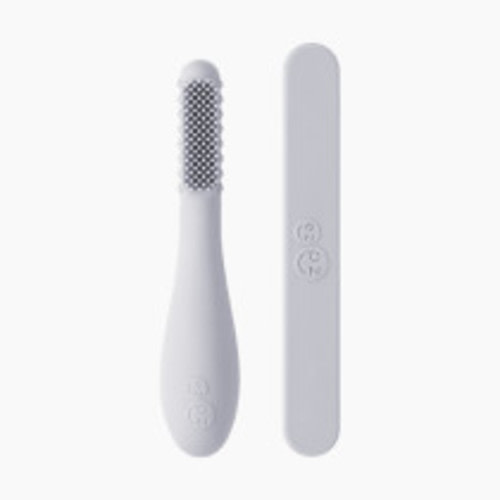 ezpz Baby-Led Toothbrush + Sensory Tongue Depressor Dual Pack - Pewter