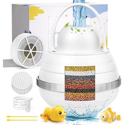 Upgraded Bath Water Filter for Tub 8+1 Stage Bathtub Filter for Tub Faucet Filter Gift For Baby BPA-Free Reduce Water Contaminants For Healthier Skin & Hair Softer Water 2500 Gallons of Filtration