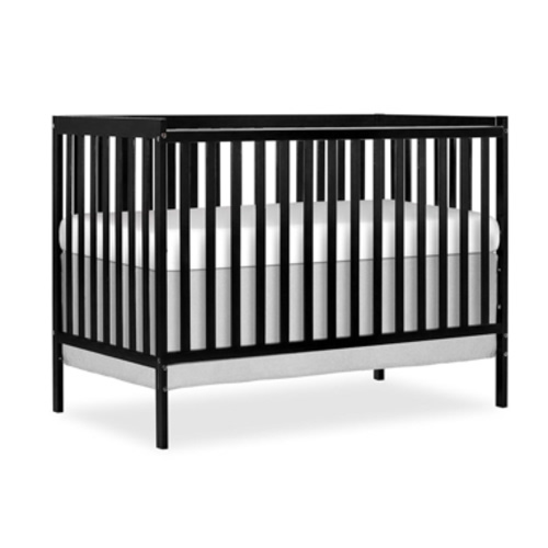 Dream On Me Synergy 5-in-1 Convertible Full-Size Baby Crib with Toddler, Day & Full Bed Conversion (Buy Rails Separately), Black, GreenGuard Gold & JPMA, 4 Mattress Heights, Sustainable Pinewood
