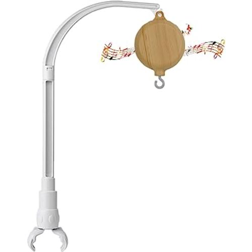 23 inch Baby Crib Mobile Bed Bell Holder Arm Bracket,with Battery-Operated Music Box, The Claw Part can be Adjusted Width-DIY Toy Decoration, Plays 35 Tunes Volume Adjustable (58CM)