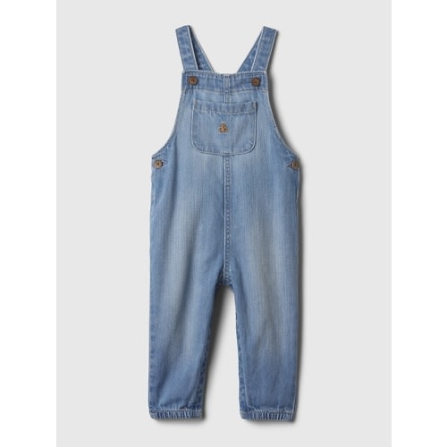 Baby Organic Cotton Denim Overalls in dark denim, size: 6-12 M