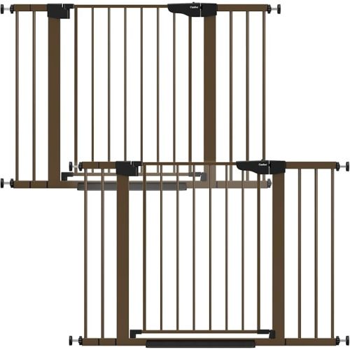 Cumbor 2 Pack 29.7-46" Baby Gate for Stairs, Mom's Choice Awards Winner-Auto Close Dog Gate for doorways, Easy Install Pressure Mounted Pet Gates indoor, Easy Walk Thru Wide Safety Gate for Dog, Brown