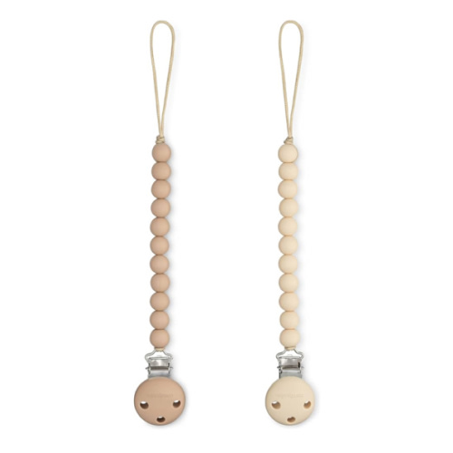 Comfy Cubs Pacifier Clips 2 Pack - 100% Food Grade Silicone Baby Pacifier Clips, BPA & PVC Free - CPSIA Certified, Lightweight and Flexible Baby Gifts - Beige & Light Beige