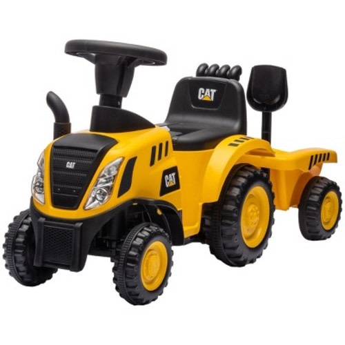 TopComfy Baby Walkers 2 in 1 Ride on Tractor, Caterpillar Licensed Ride on Excavator with Shovel Detachable Trailer, Yellow, 23.8"*12.6"*11"