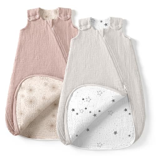 lulumoon Sleep Sack Muslin for Baby: Cotton Wearable Blanket for 3-9 Months - Soft Lightweight Ideal for Nursery Lounge Nighttime Naptime