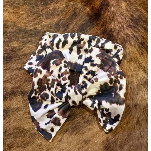 Cowprint baby headband bow