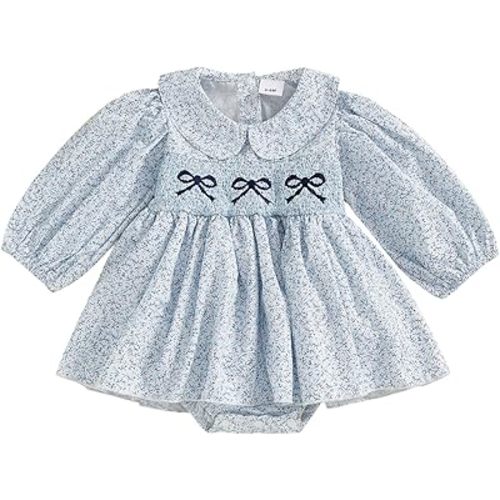 Summer Baby Girls Clothes Floral Short Sleeve Romper Dress Tutu Bodysuit Doll Collar Jumpsuit One Piece Outfit