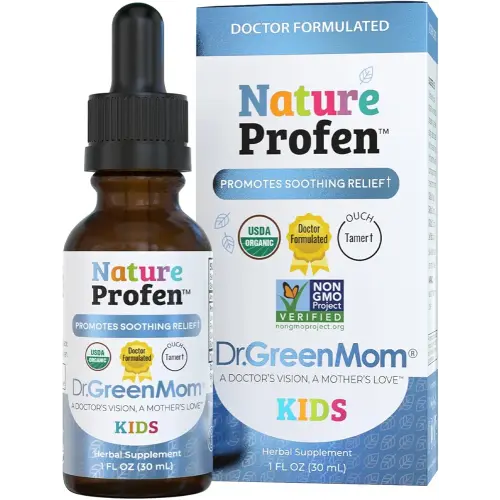 Dr. Green Mom Nature Profen Natural Relief for Infants & Kids | USDA Organic Herbal Drops for Teething, Growth Spurts, and Occasional Discomfort | Natural Child & Baby Comfort Aid