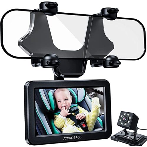 Baby Mirror for Car, ATOROBROS Baby Car Camera for Rear-Facing Seat with 4.3'' HD Display, Upgrade 360° Rearview Mirror Display Bracket, Easy and Safe to See Baby while Driving