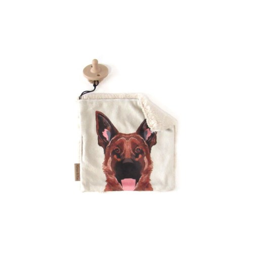 German Shepherd Binky Blanket, Shepherd Dog Lovey, Soft Dog Pacifier Holder, Pacifier Lovey, Dog Pacifier Clip, German Shepherd Baby Gift