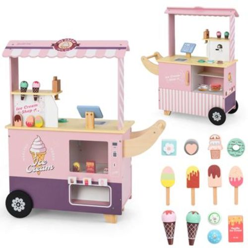 Costway Kids Ice Cream Cart with Vending Machine & Ice Cream Maker Toys Display Stand