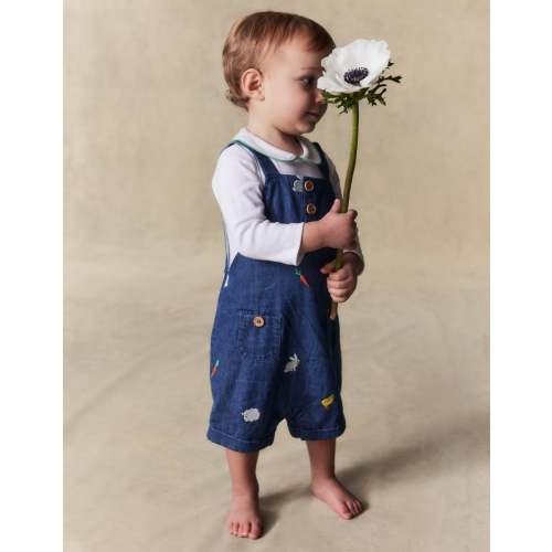 Embroidered Overalls Set-Denim Easter Embroidery