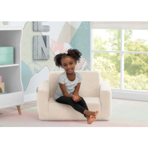 Cozee Flip-Out Sherpa 2-in-1 Convertible Chair to Lounger for Kids