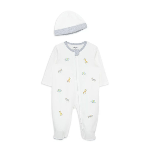 Boys' Safari Animals Footie With Hat - Baby, Newborn