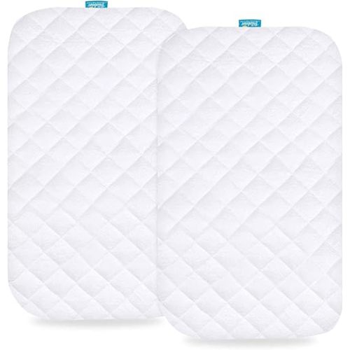 Waterproof Quilted Bassinet Mattress Pad Cover Compatible with Arm's Reach Clear-Vue, Cambria, Mini Ezee 2 in 1Co-Sleeper Bassinet 2 Pack, Ultra Soft Viscose Made from Bamboo Terry Surface
