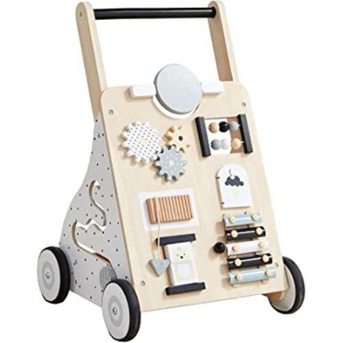 Asweets Wooden Baby Walker Push and Pull Learning Activity Walker for Boys and Girls Sit to Stand Learning Walker Toddler Toy (Natural)