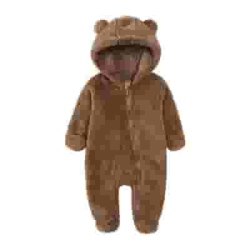 Infant Baby Girl Boy Jumpsuit Hooded Bear Ear Fleece Snowsuit Long Sleeve Zipper Warm Snowsuit Baby Boy Girl Winter Essentials for Infant Baby Girls and Boys 12-18 Months