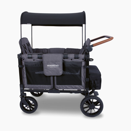 WonderFold Wagon W4 Luxe Quad Stroller Wagon (4 Seater) - Charcoal Gray/Black Frame
