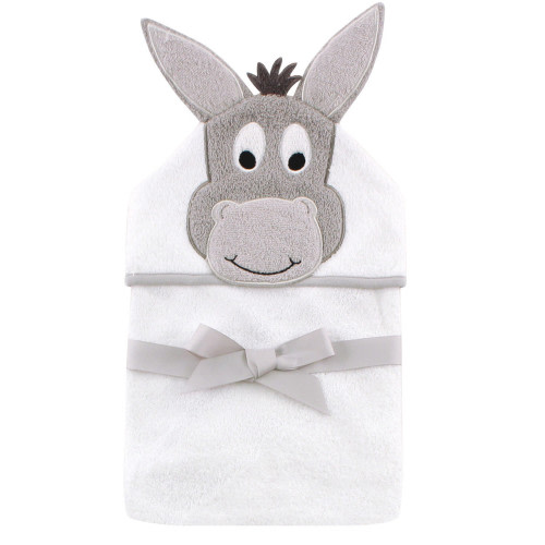 Hudson Baby Animal Face Hooded Towel, Happy Donkey