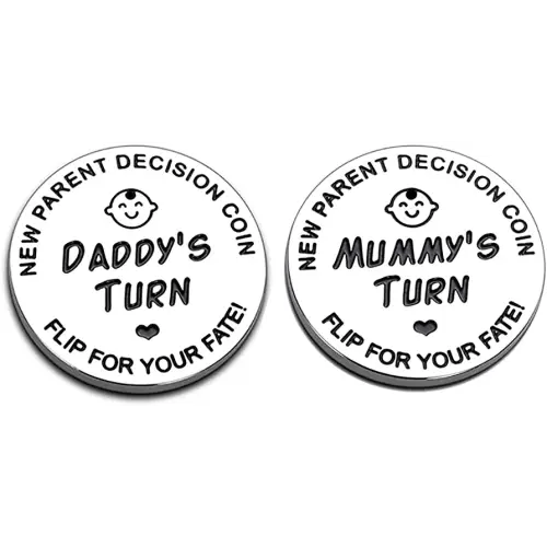 New Dad Mom Gifts Funny Decision Making Coin, New Baby Gift for Parent Mummy Daddy Pregnancy Women First Time to be Moms Dads Mother's Day Father's Day Gifts Double Sided
