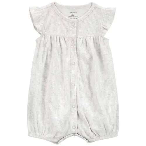 Baby Cotton Rib Short-Sleeve Romper - Gray - Carter's | Carter's