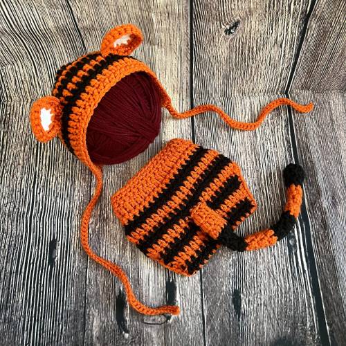 Crochet Tiger Costume, Baby Hat, Tiger Hat, Baby Bunny Hat, Newborn Photo Prop, Baby Knit Outfit, Halloween Costume, Baby Tiger Bonnet, Baby
