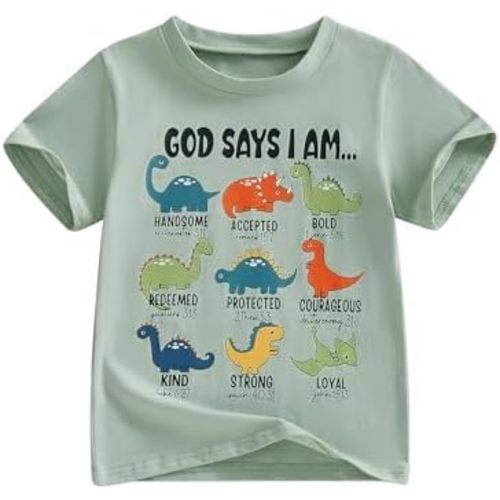 Toddler Little Boys Girls Summer Clothes Kids Dinosaur Print Crewneck T-Shirt Short Sleeve Tops Baby Tees Clothes