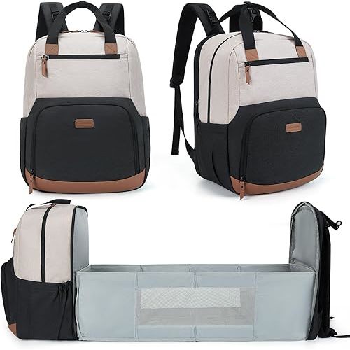 mommore Diaper Bag Backpack with Changing Station Large Travel Diaper Bags Unisex Baby Bag with Changing Pad, Stroller Straps