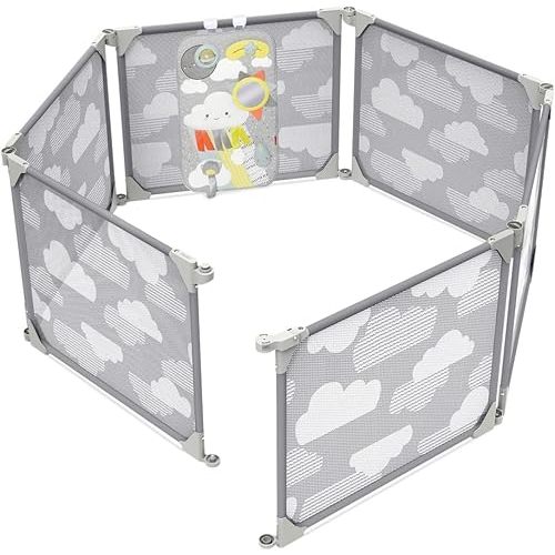 Skip Hop Expandable Baby Gate, Playview Enclosure, Silver Lining Cloud