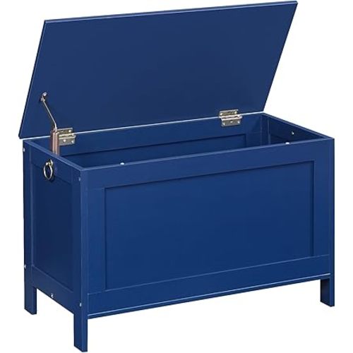 HOOBRO Toy Box, Retro Wooden Look Storage Chest with Safety Hinge, Entryway Storage Bench Supports 220 lb, 29.9 x 15.7 x 18.9 Inches Toy Chest Organizer, Easy Assembly (Blue) BU75CW01G1