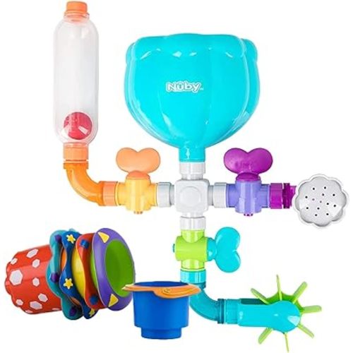 Nuby Splish Splash Cups and Wacky Waterworks Pipes Bath Toys