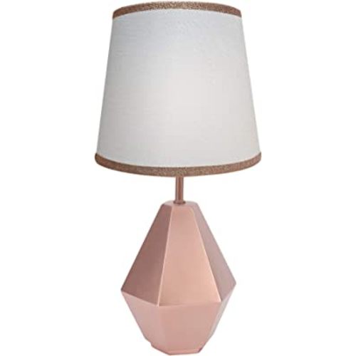 Lambs & Ivy Rose Gold Modern Hexagon Nursery Lamp with Shade & Bulb