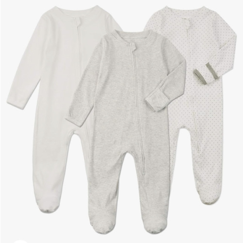 Aablexema Baby Footie Pajamas with Mittens - 3Pcs Infant Footed Sleeper Cotton Sleepwear Outfits