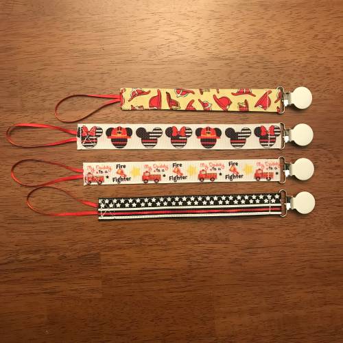 Firefighter Pacifier Clips, Fireman, Fire fighter, fire truck, Fire responder, Hometown Hero, Newborn, Baby Boy, Baby Girl, Baby Shower