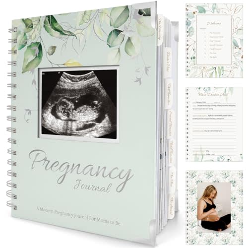 Pregnancy Journal for First Time Moms Gifts - 90 Pages Hardcover Pregnancy Memory Book, Beautiful & Cute Baby Book Keepsake, Ultrasound Baby Scrapbook, Mom To Be Gift (Sage)