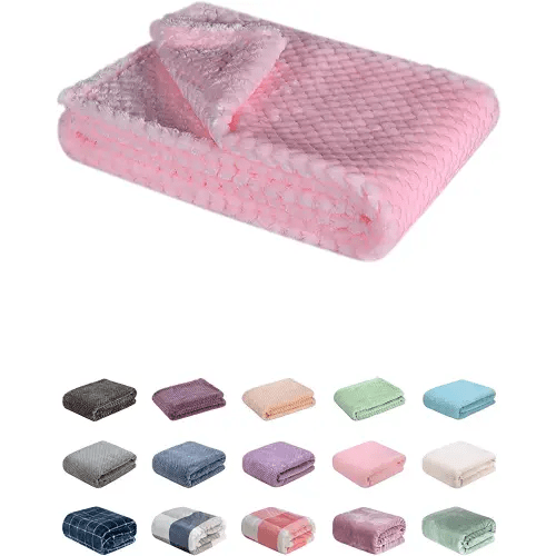 Fuzzy Blanket or Fluffy Blanket for Baby, Soft Warm Cozy Coral Fleece Toddler, Infant or Newborn Receiving Blanket for Crib, Stroller, Travel, Decorative (28Wx40L, XS-Baby Pink)