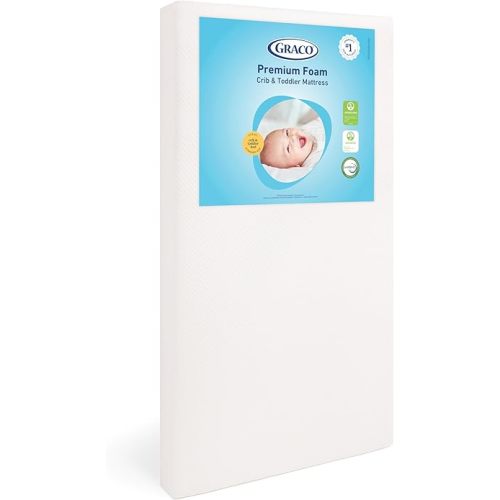 Graco Premium Crib & Toddler Mattress – GREENGUARD Gold Certified, CertiPUR-US Certified Foam, Machine Washable Cover with 100% Waterproof Surface, Fits Standard Full Size Baby Crib and Toddler Bed