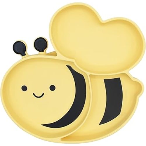 Silicone Suction Plate for Babies & Toddlers | Divided Baby Led Weaning Plate, BPA-Free, Non-Toxic, Dishwasher & Microwave Safe, Fits Most High Chairs, 6+ Months (Bee)