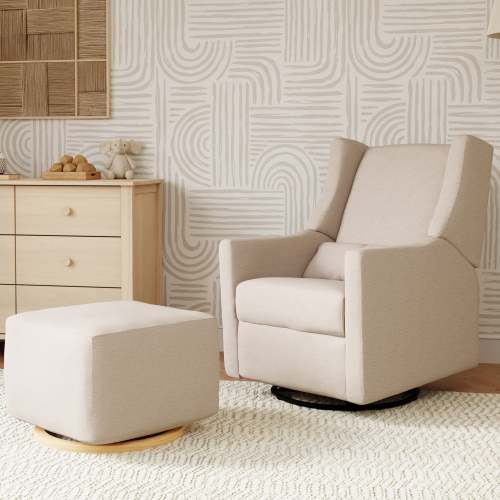 Kiwi Electronic Recliner & Swivel Glider - Performance Beach Eco-Weave/Light Wood Base