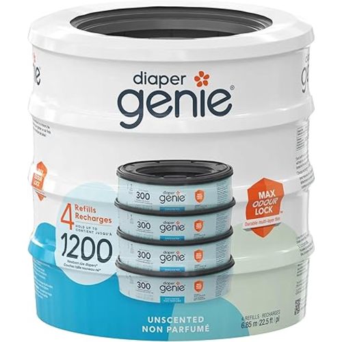 Diaper Genie Unscented Round Refill, 4-pack