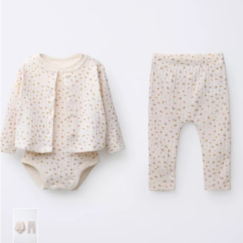 FLORAL PRINT CARDIGAN, BODYSUIT & LEGGING SET - Ecru | ZARA United States