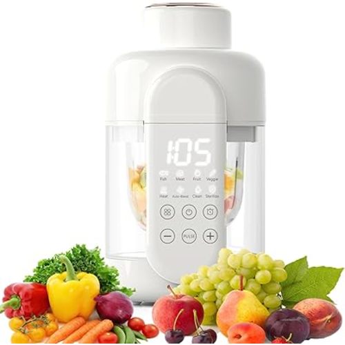 Baby Food Maker Glass 12oz Steamer and Blender Glass Reservoir & Bowl 9 in 1 Baby Puree Maker with Stainless Steel Blades Dishwasher Safe Food Blender, Timer, Recipe