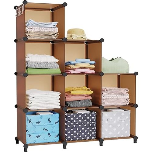 HOMIDEC Closet Organizer, 9-Cube Closet Organizers and Storage, Portable Closet Storage Shelves,Closet Organizer Storage Shelves, Clothes Storage Organizer for Garment Racks, Closet, Wardrobe