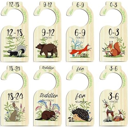 Baby Closet Dividers,8 PCS Adorable Wooden Double-Sided Toddler Clothes Organizer,Boy & Girl Nursery Size Dividers,24 Months for Nursery Beautiful Decor