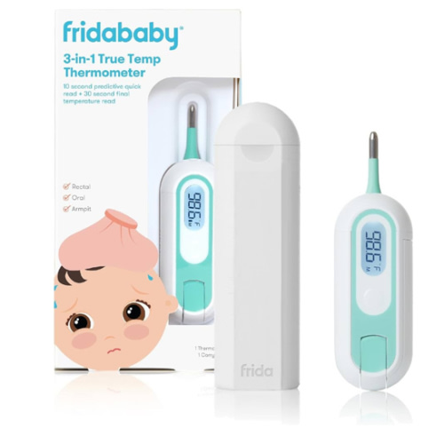Frida Baby 3-in-1 Rectal, Underarm & Oral Thermometer for Kids, Digital Baby Thermometer for Infants, Toddlers, & Kids, Quick & Accurate Temperature Check, Includes Carrying Case for Storage