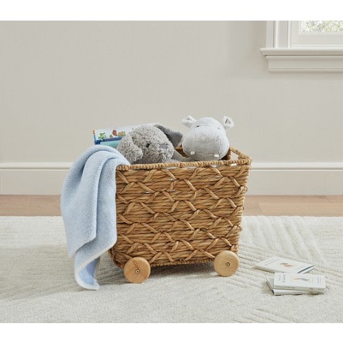 Sutton Woven Rolling Toy Storage Basket | Pottery Barn Kids